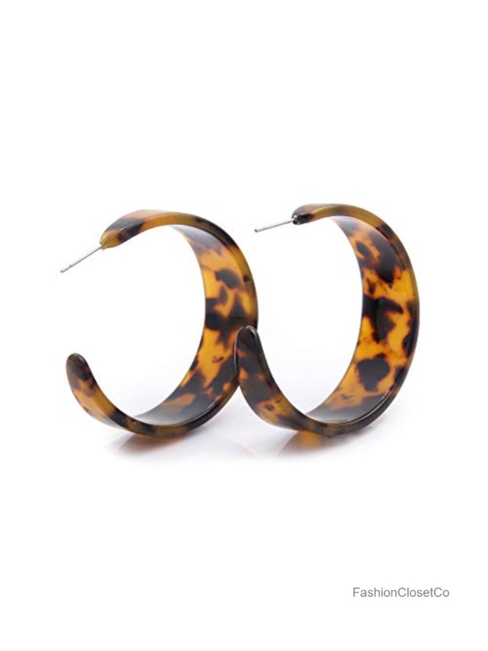 Leopard Resin Acrylic Hoop Earrings C-Shaped Statement